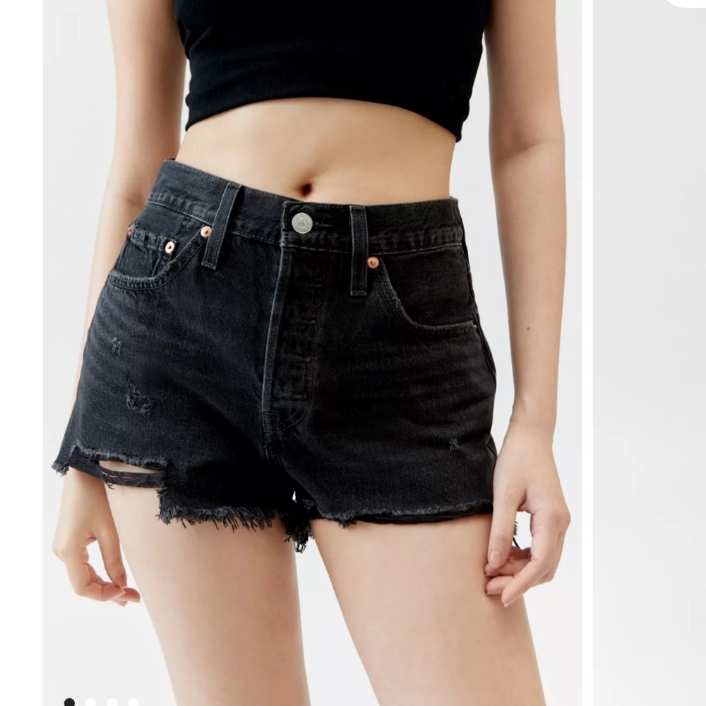 Levi's NWT 501 Black High-Rise Distressed Denim Shorts